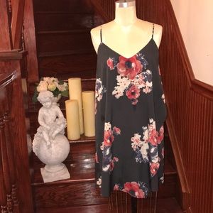 ❄️ NWT Free People Dark Gray Floral Dress L